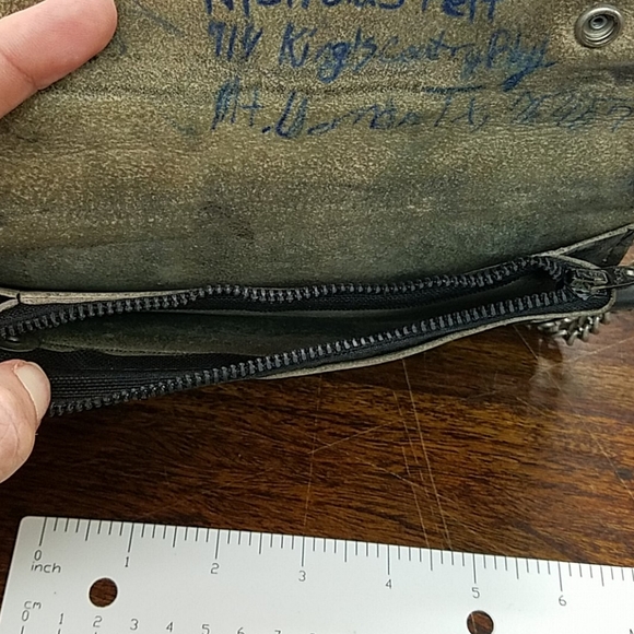 Leather Motorcycle Change Wallet Rough Condition 7.5" x 4" - Picture 3 of 4
